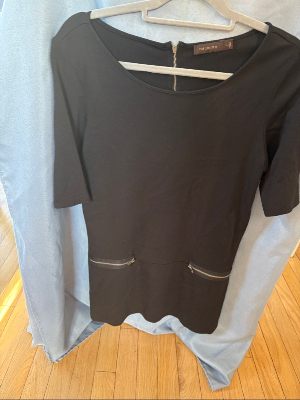 The Limited Black Short-Sleeve Ponte Peplum Top with Zip Pockets